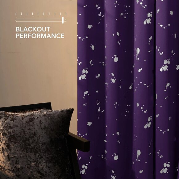New Deconovo Mauve Rose Purple Silver Foil Blackout  Curtains - Picture 5 of 14